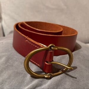 Lauren Ralph Lauren Brown Leather Belt with Brass Buckle
